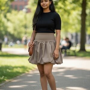 Adyson Parker Bubble Mini Skirt XL | Khaki Taupe Puffball Skirt Y2K Coquette NWT